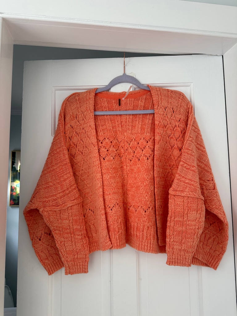 Free People Orange Knit Oversized Flowy Cardigan Sweater In Size Extra Small